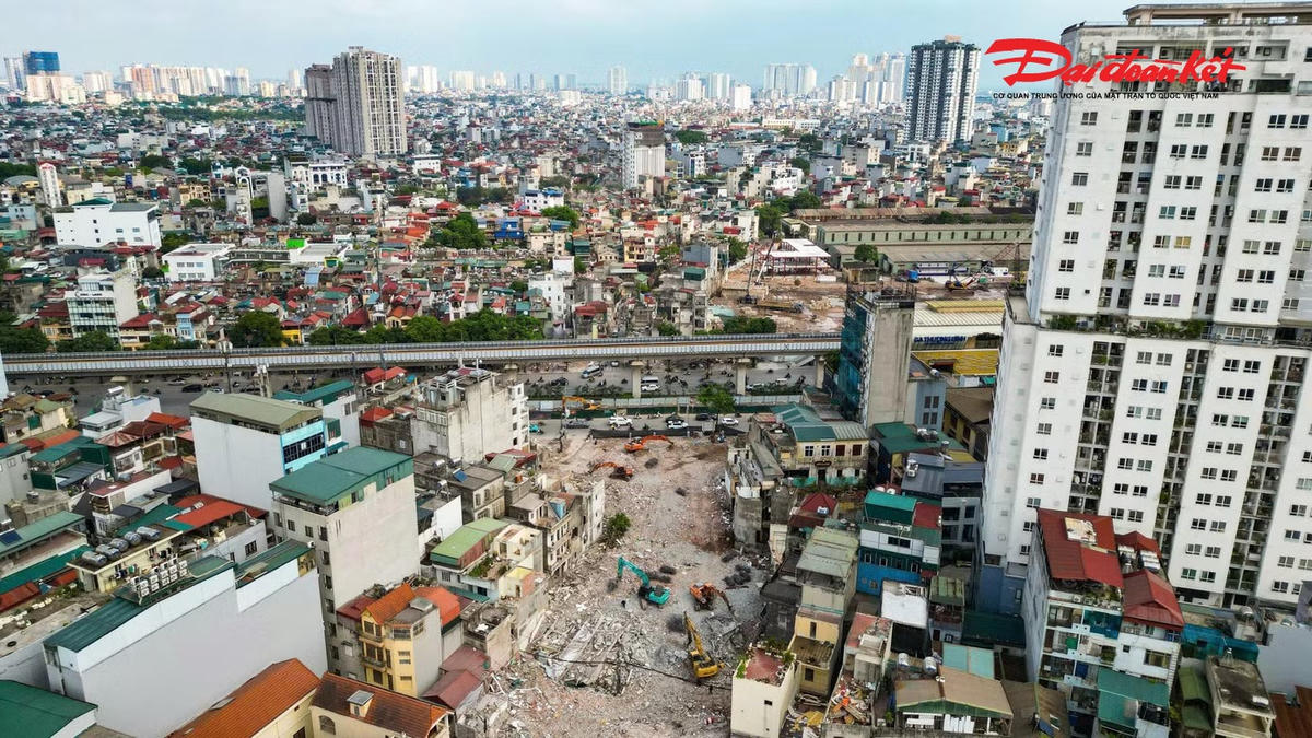 Hình ảnh công trường dự án Vành đai 2,5 trên địa bàn phường Thanh Xuân.
