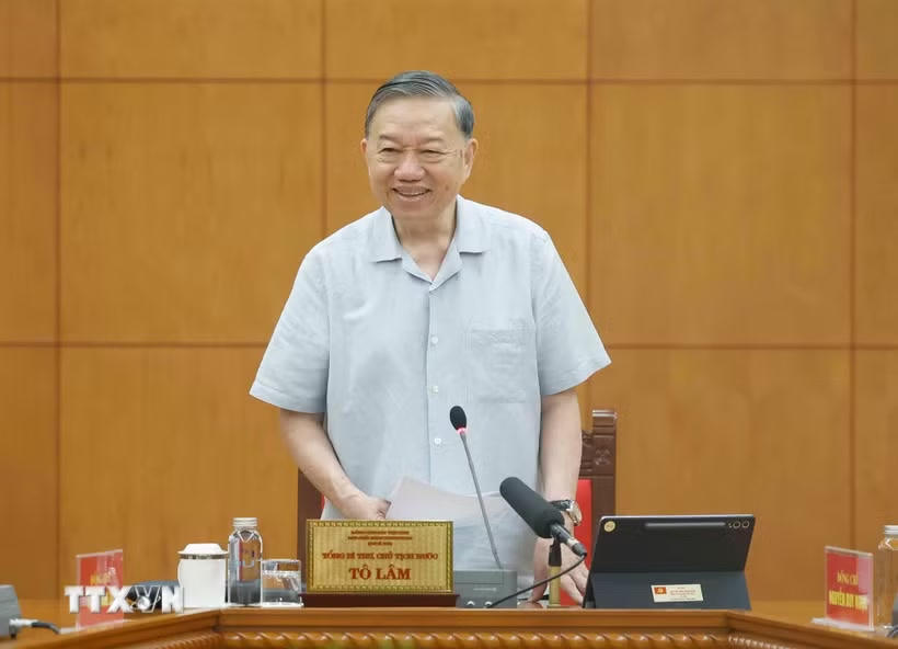 Tổng Bí thư, Chủ tịch nước Tô Lâm, Trưởng ban Chỉ đạo Trung ương phát biểu. (Ảnh: Thống Nhất/TTXVN).
