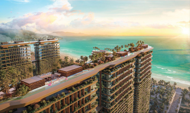 Trên quỹ đất gần 20 ha, hơn 65.000 m² được dành cho không gian xanh và mặt nước, đóng vai trò "lõi nghỉ dưỡng" trung tâm. Cùng với đó là hệ tiện ích đa tầng, kiến tạo hành trình ba tầng cảm xúc " trên bờ - dưới sóng - giữa tầng mây”.