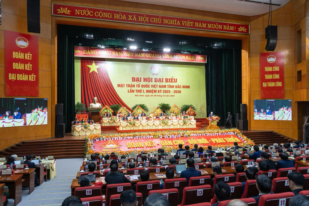 Đại hội đại biểu MTTQ Việt Nam tỉnh Bắc Ninh lần thứ I, nhiệm kỳ 2025-2030. Ảnh: Quang Vinh.