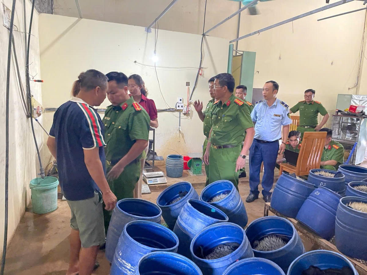 Lực lượng chức năng kiểm tra cơ sở&nbsp;sản xuất giá đỗ do ông Nguyễn Văn Lên làm chủ. Ảnh: CATP.&nbsp;