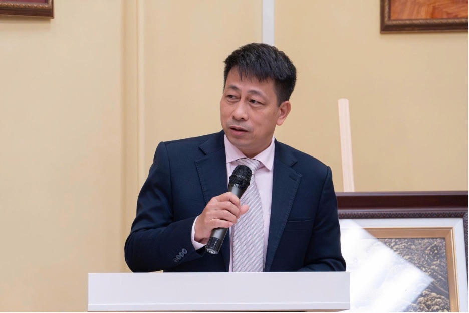 Tổng biên tập NXBGDVN Phạm Vĩnh Thái phát biểu tại buổi lễ. Nguồn: ĐHSP QG Herzen