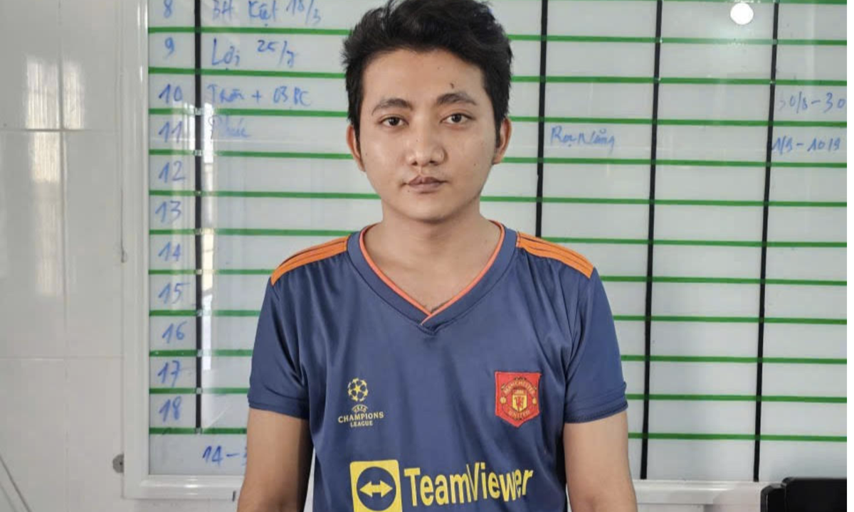 Đối tượng Lê Văn Lam tại cơ quan công an.