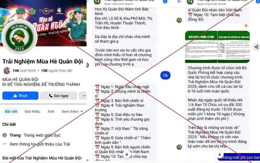 Một fanpage điển hình được các đối tượng lập lên để lừa đảo chiếm đoạt tài sản của phụ huynh học sinh.