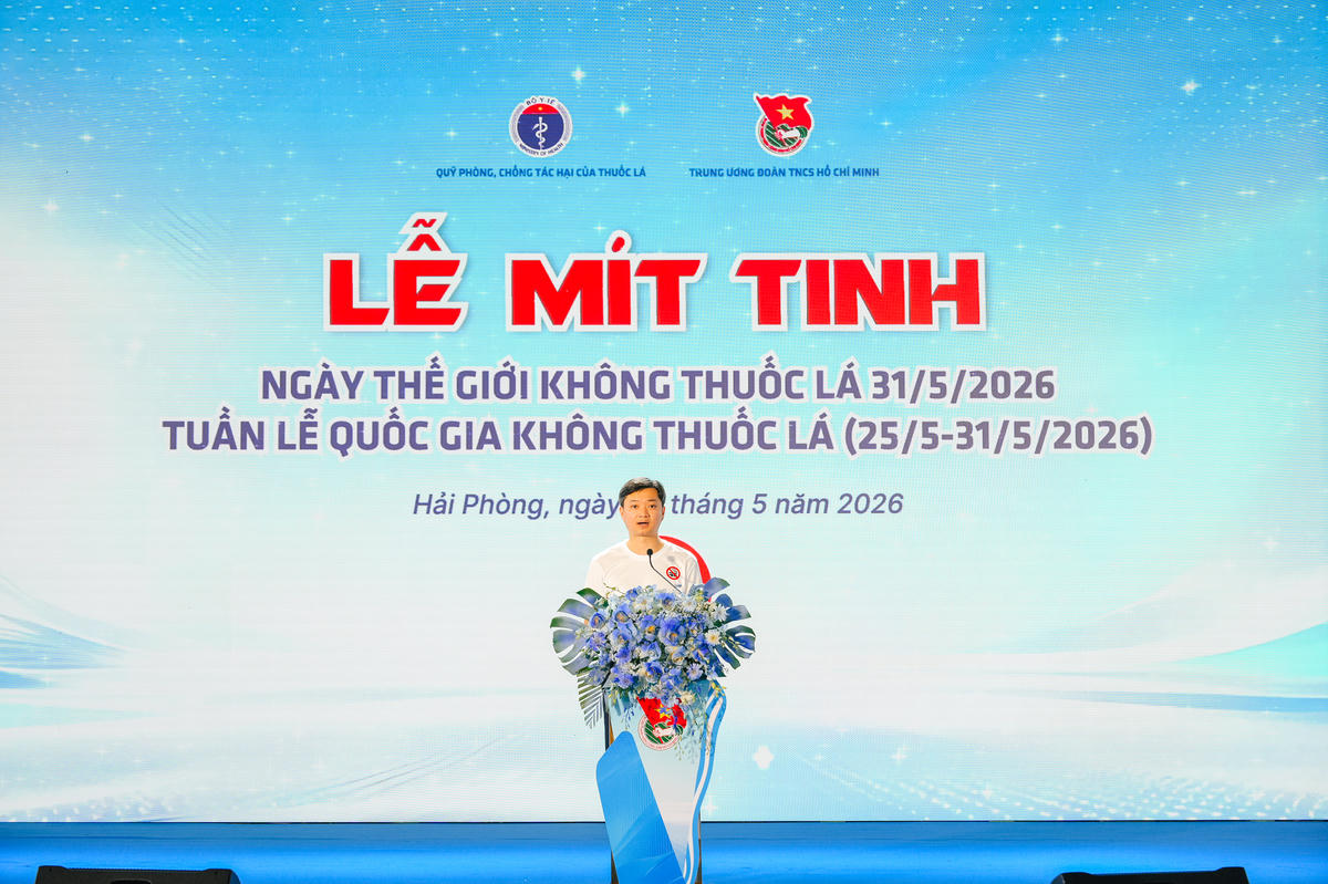 Ông Nguyễn Minh Triết, Ủy viên dự khuyết Ban Chấp hành Trung ương Đảng, Bí thư thường trực Ban Chấp hành Trung ương Đoàn phát biểu tại Lễ mít tinh. Ảnh: PV