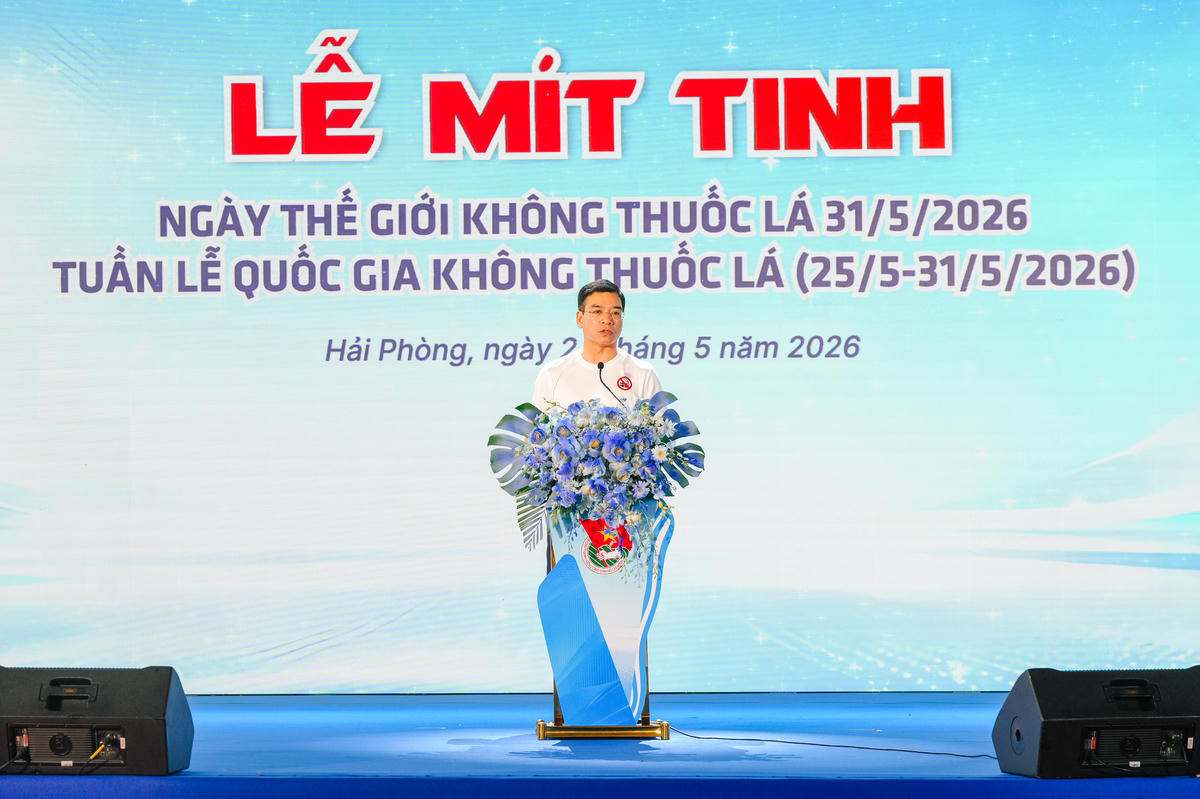 Tiến sĩ Hà Anh Đức - Cục trưởng Cục Quản lý Khám, chữa bệnh - Bộ Y tế phát biểu tại lễ mít tinh. Ảnh: PV