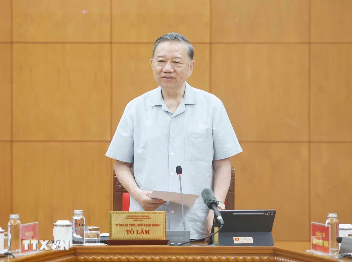Tổng Bí thư, Chủ tịch nước Tô Lâm phát biểu chỉ đạo. (Ảnh: Thống Nhất/TTXVN).