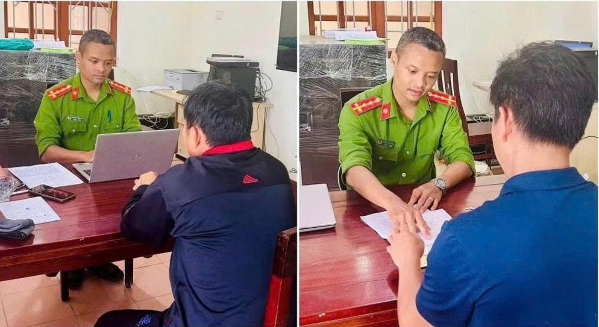 Công an xã Huồi Tụ (Nghệ An) làm việc với 2 trường hợp bình luận nội dung xấu độc trên Facebook. Ảnh: TCANM