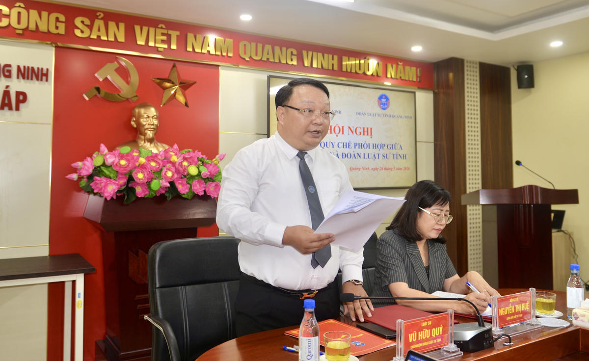 Luật sư Vũ Hữu Quý, Chủ nhiệm Đoàn Luật sư tỉnh Quảng Ninh bày tỏ tin tưởng Quy chế phối hợp sẽ được triển khai hiệu quả, đồng bộ và đi vào chiều sâu; qua đó góp phần nâng cao hiệu quả quản lý nhà nước trong lĩnh vực bổ trợ tư pháp, xây dựng môi trường pháp lý minh bạch, ổn định trên địa bàn tỉnh.