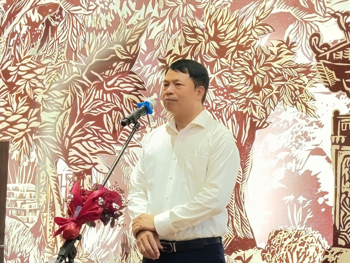Ông Lê Xuân Kiêu – Giám đốc Trung tâm Hoạt động VHKH Văn Miếu - Quốc Tử Giám phát biểu về giá trị của triển lãm Sĩ Tử 3 - Chuyện Sĩ Tử.
