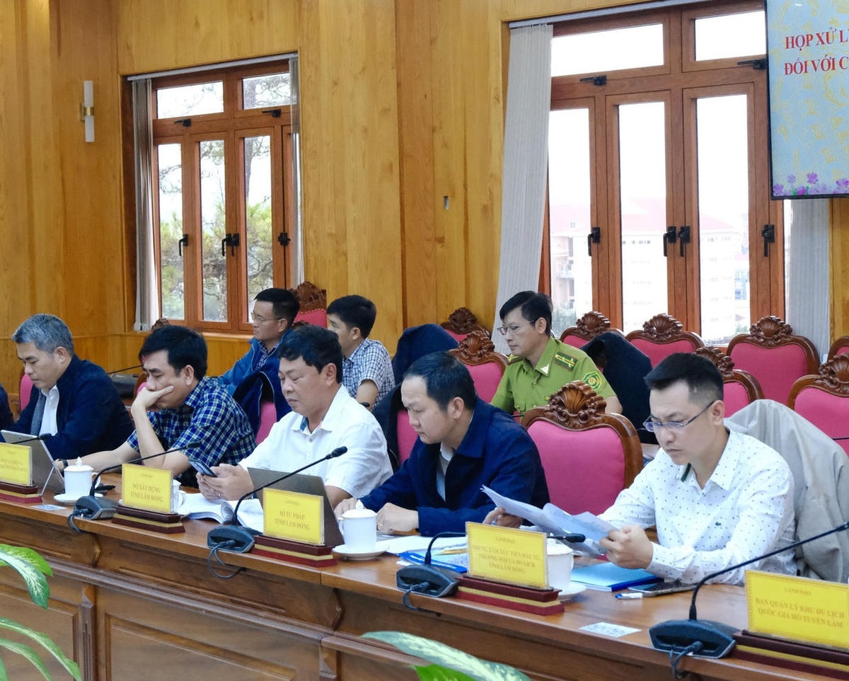 Lãnh đạo các sở, ngành, đơn vị tham dự buổi làm việc.