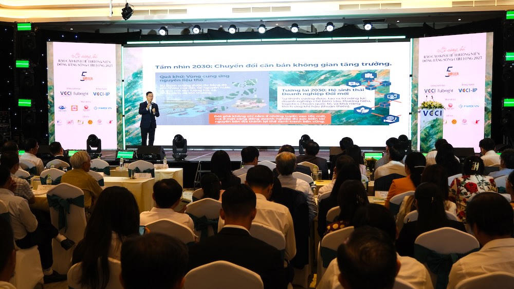 Quang cảnh lễ công bố Báo cáo kinh tế thường niên ĐBSCL năm 2025. Ảnh: Linh