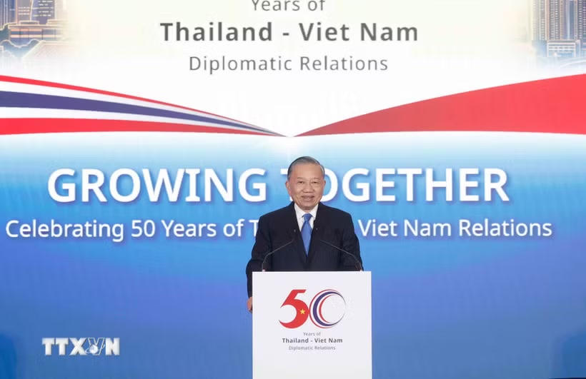 Tổng Bí thư, Chủ tịch nước Tô Lâm phát biểu tại Diễn đàn Doanh nghiệp Việt Nam-Thái Lan. (Ảnh: Thống Nhất/TTXVN)