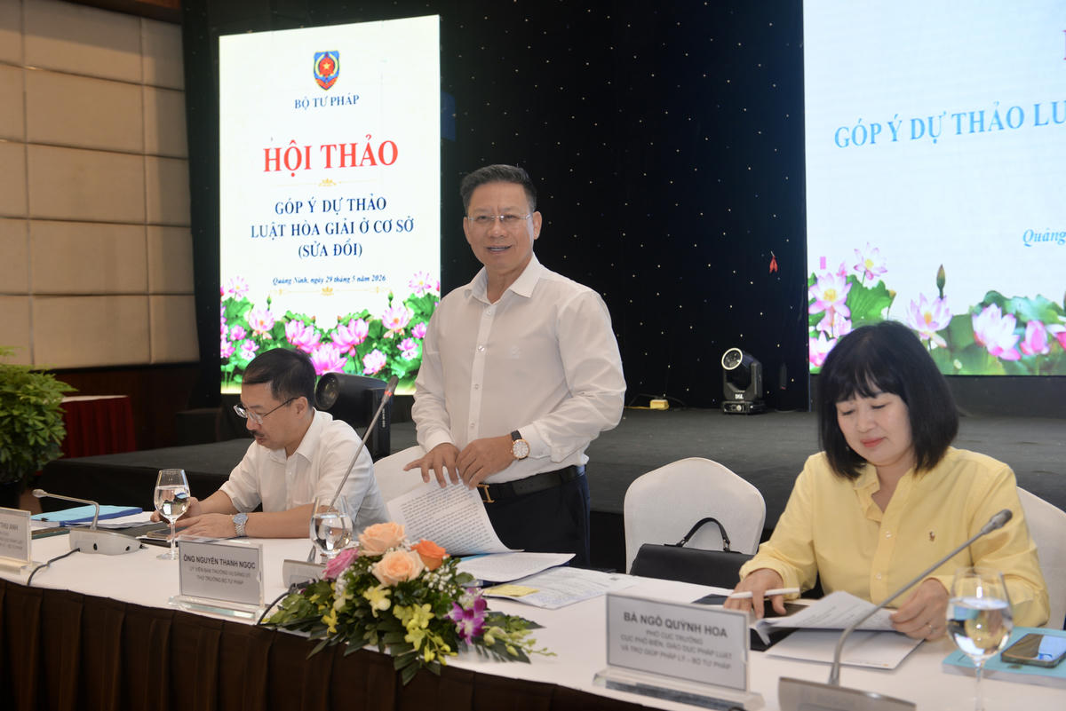 Thứ trưởng Bộ Tư pháp Nguyễn Thanh Ngọc chủ trì hội thảo.