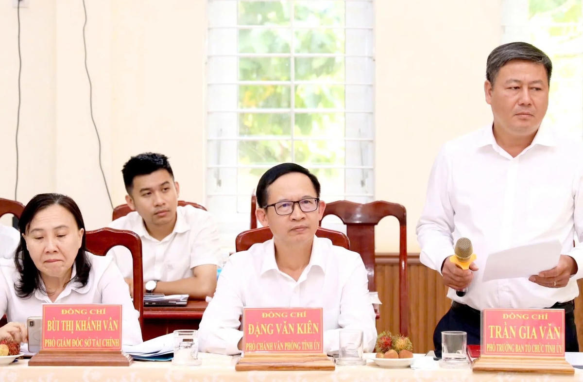 Ông Trần Gia Văn, Phó Trưởng Ban Tổ chức Tỉnh ủy Khánh Hòa, phát biểu tại buổi làm việc.