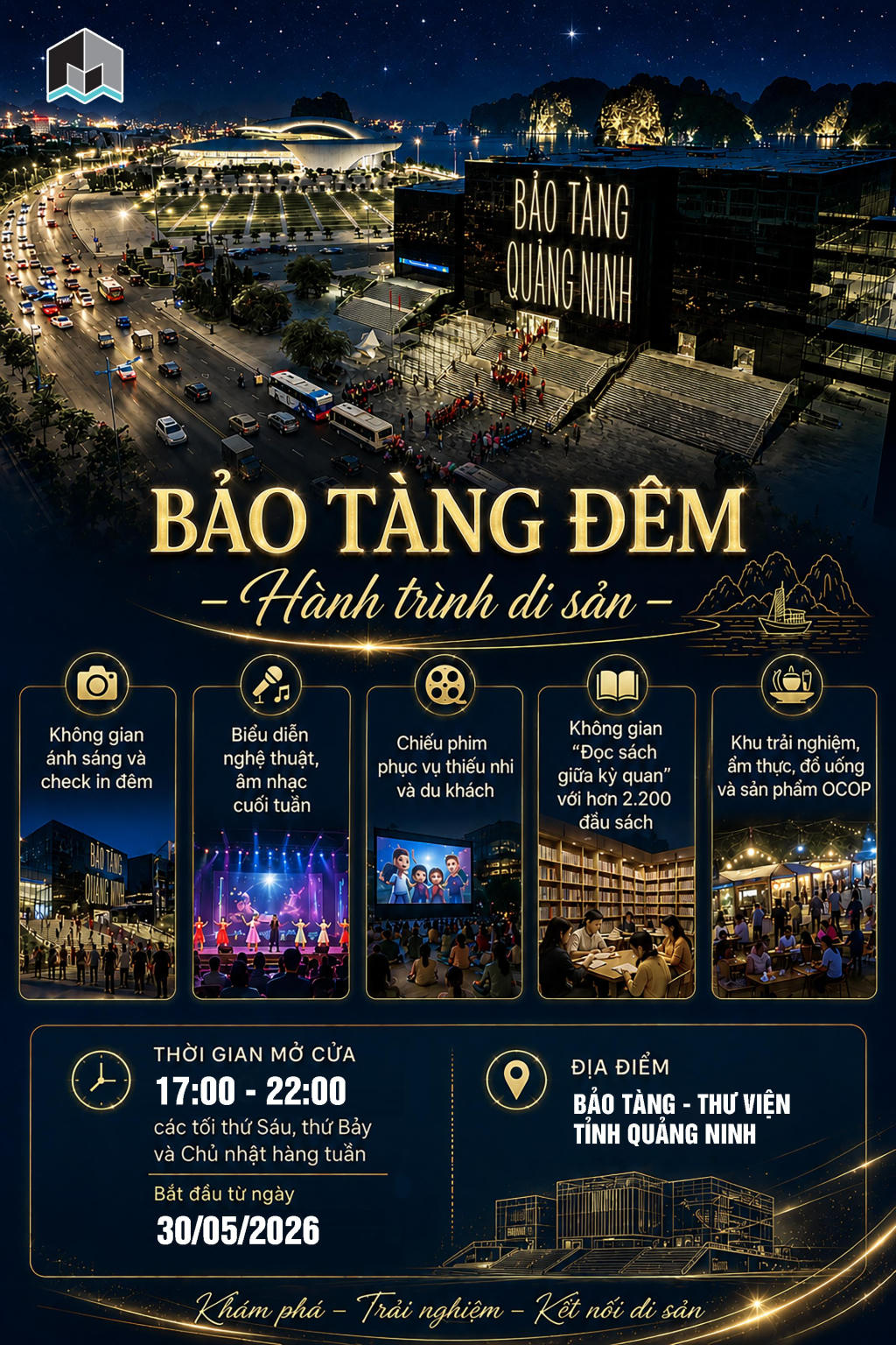 Từ 30/5, Bảo tàng - Thư viện tỉnh Quảng Ninh sẽ triển khai thí điểm các sản phẩm, dịch vụ mới vào tối cuối tuần.