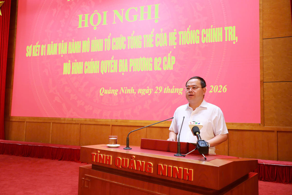 Bí thư Tỉnh ủy Quảng Ninh Quản Minh Cường phát biểu kết luận hội nghị.