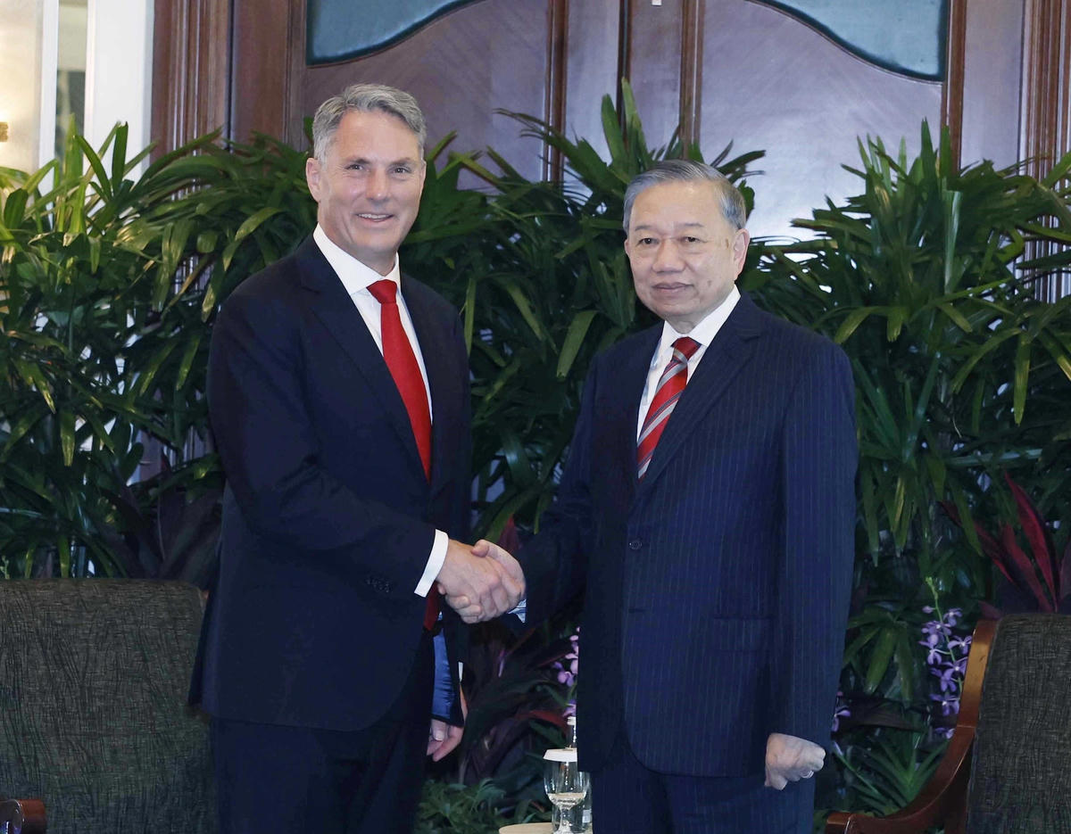 Tổng Bí thư, Chủ tịch nước Tô Lâm tiếp Phó thủ tướng, Bộ trưởng Quốc phòng Úc Richard Marles. Ảnh: TTXVN