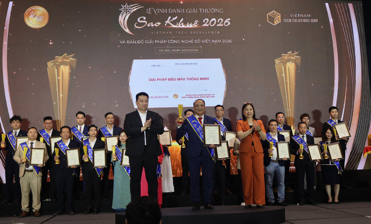 Agribank được vinh danh 02 giải thưởng Sao Khuê 2026 với hai giải pháp công nghệ số tiêu biểu