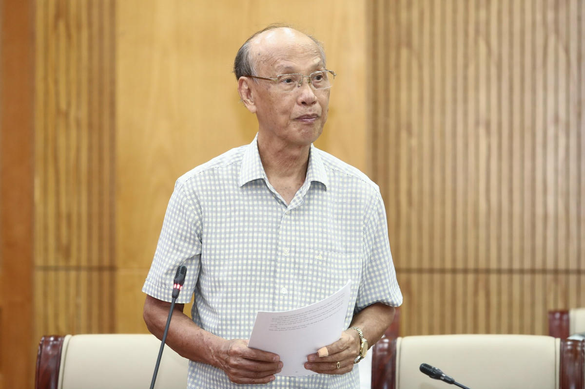 GS, TS Trần Ngọc Đường, Chủ nhiệm Hội đồng tư vấn về Dân chủ và Pháp luật, Ủy ban Trung ương MTTQ Việt Nam phát biểu góp ý tại hội thảo. Ảnh: Lê Khánh