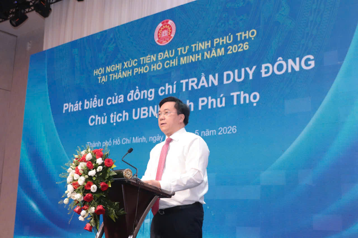 Ông Trần Duy Đông - Ủy viên dự khuyết BCH Trung ương Đảng, Chủ tịch UBND tỉnh Phú Thọ phát biểu khai mạc Hội nghị. Ảnh: PT.