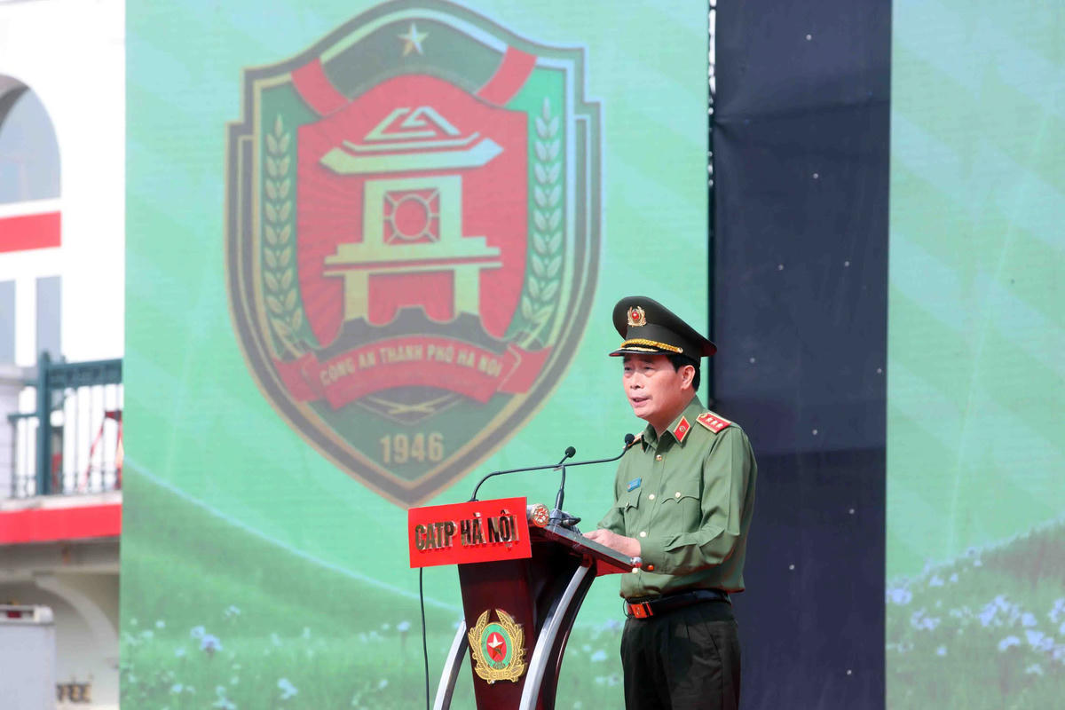 Thượng tướng Lê Quốc Hùng, Thứ trưởng Bộ Công an phát biểu tại buổi lễ.