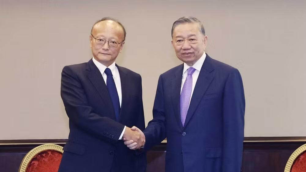 Tổng Bí thư, Chủ tịch nước Tô Lâm tiếp Chủ tịch Ngân hàng Phát triển châu Á (ADB), ông Masato Kanda. (Ảnh: TTXVN).