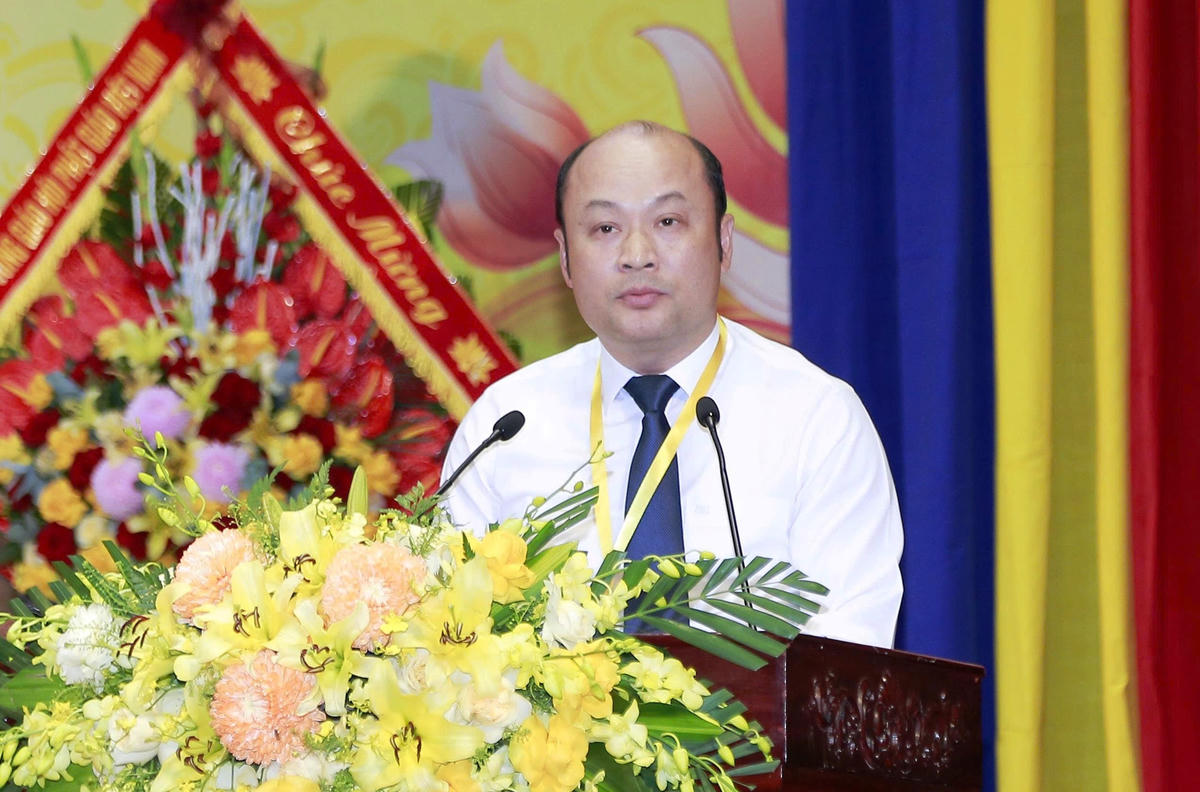 Phó Chủ tịch UBND tỉnh Thanh Hóa Cao Văn Cường phát biểu tại Đại hội. Ảnh: Nguyễn Chung