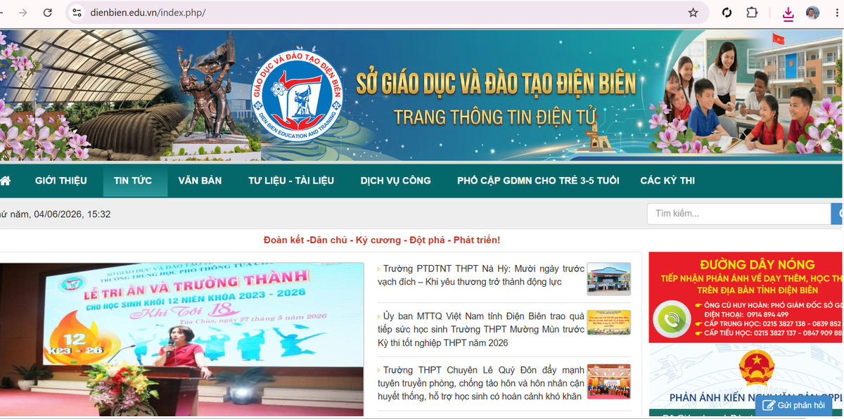 Website của Sở GD&ĐT tỉnh Điện Biên.