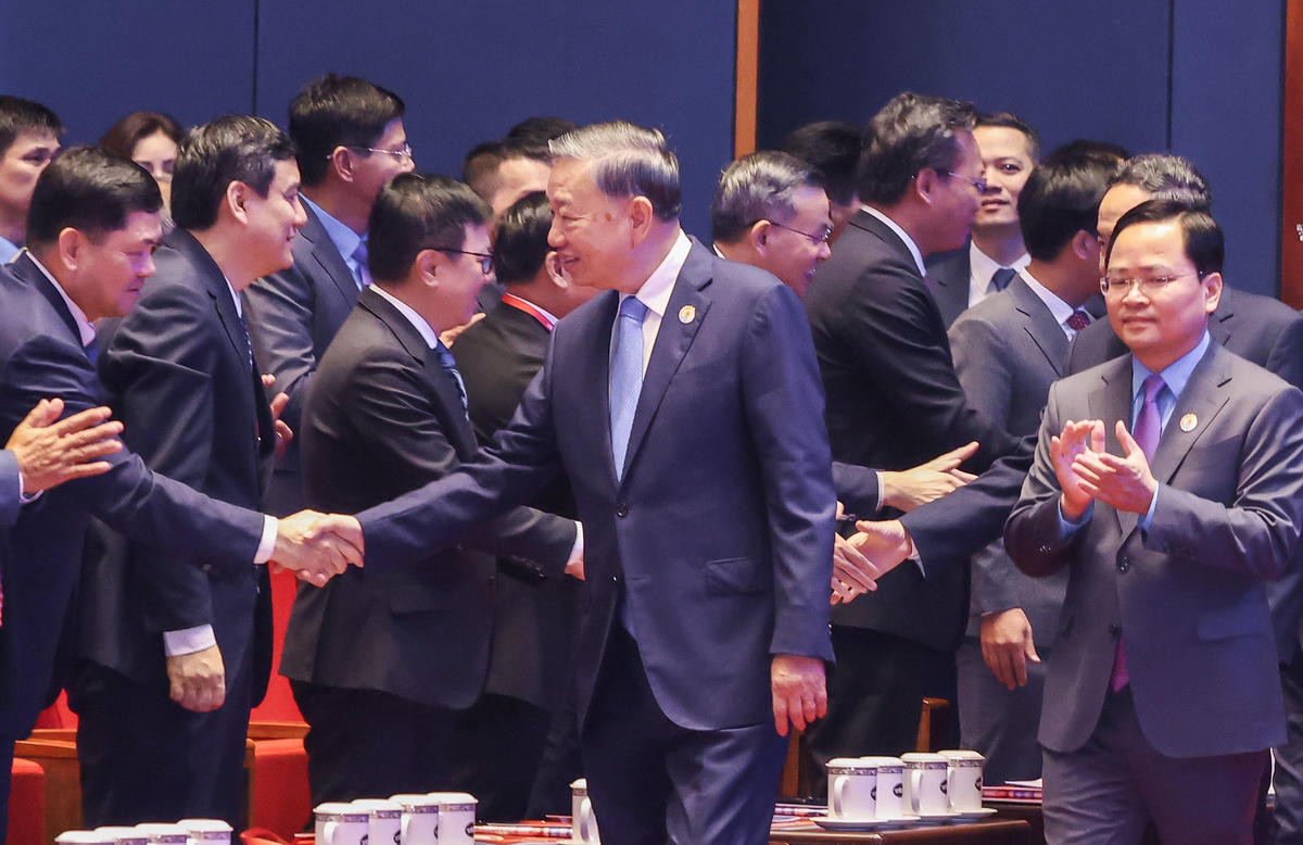 Tổng Bí thư, Chủ tịch nước Tô Lâm cùng lãnh đạo Đảng, Nhà nước và nguyên lãnh đạo Đảng, Nhà nước tới dự Đại hội. Ảnh: Quang Vinh