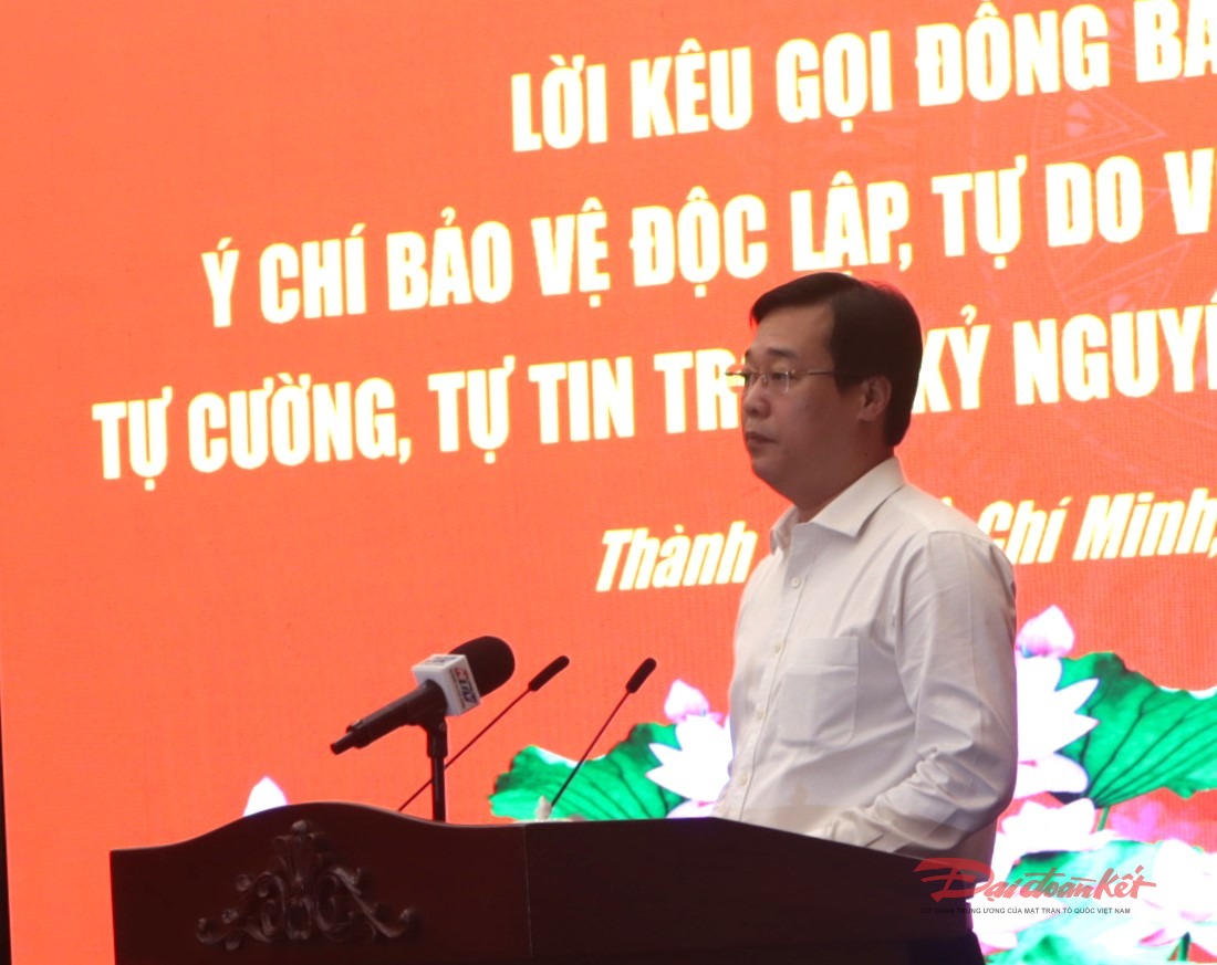 Ông Lê Quốc Phong, Ủy viên Trung ương Đảng, Phó Bí thư Thường trực Thành ủy TP Hồ Chí Minh phát biểu. Ảnh: T.Luân.