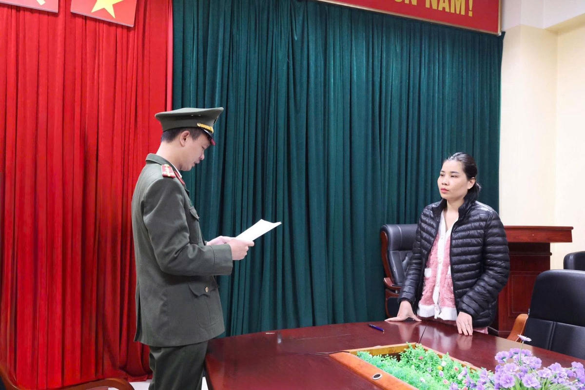Cơ quan Công an ra quyết định khởi tố bị can đối với Quách Thị Giang. Ảnh: Công an tỉnh Phú Thọ.