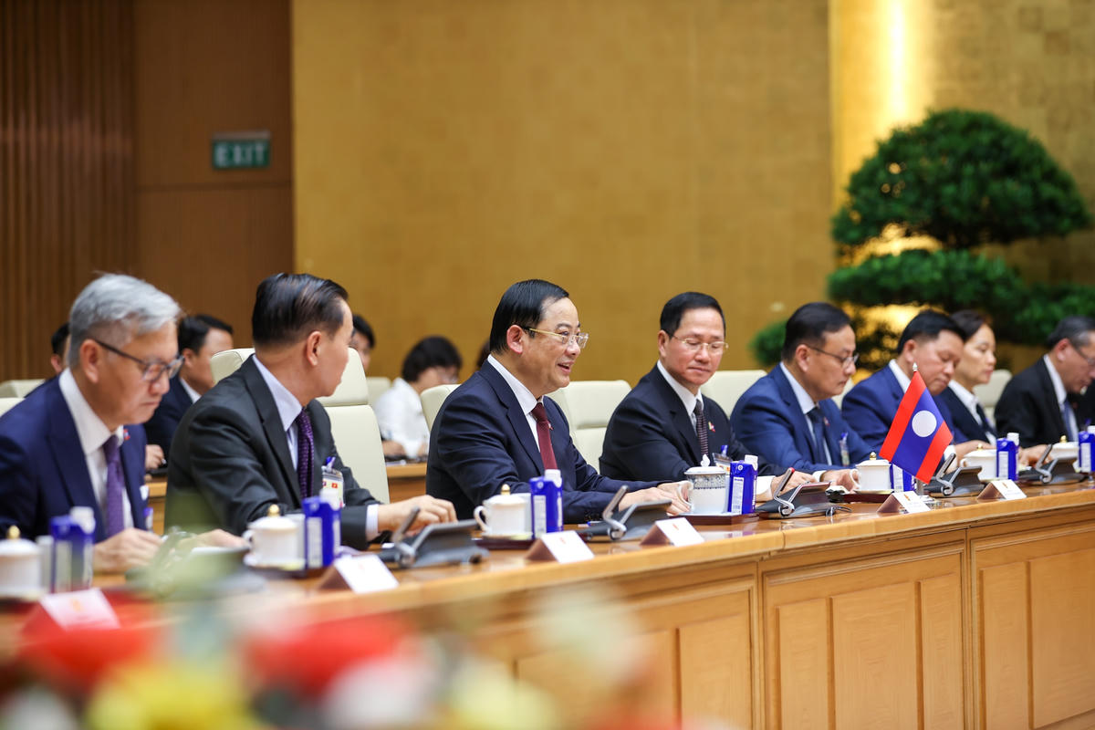 Thủ tướng Lào tại hội đàm - Ảnh: Nhật Bắc