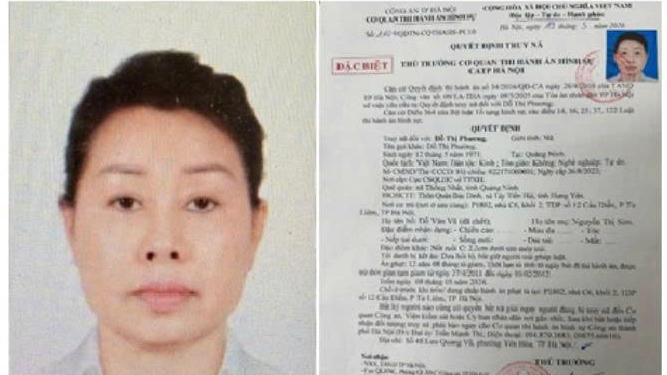 Cơ quan thi hành án hình sự Công an TP Hà Nội đã ra quyết định truy nã Đỗ Thị Phương.
