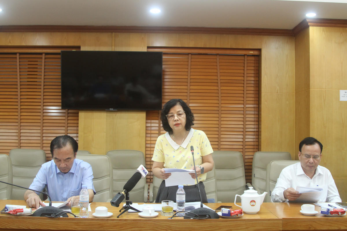 Bà Lê Thị Hoàng Yến, Phó Ban Giám sát Bảo vệ Quyền trẻ em, Hội Bảo vệ quyền trẻ em Việt Nam phát biểu.