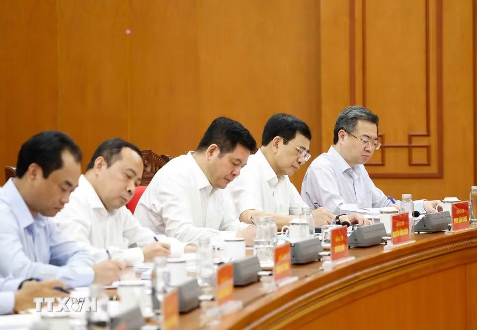Các đại biểu tham dự cuộc làm việc. (Ảnh: Thống Nhất/TTXVN)