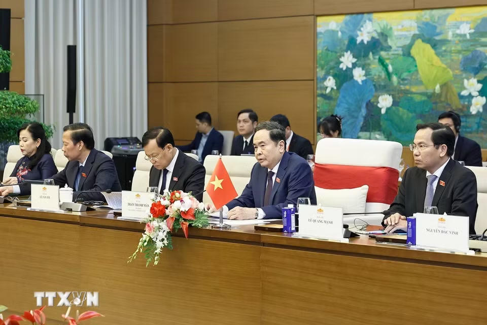 Chủ tịch Quốc hội Trần Thanh Mẫn phát biểu. (Ảnh: Doãn Tấn/TTXVN)