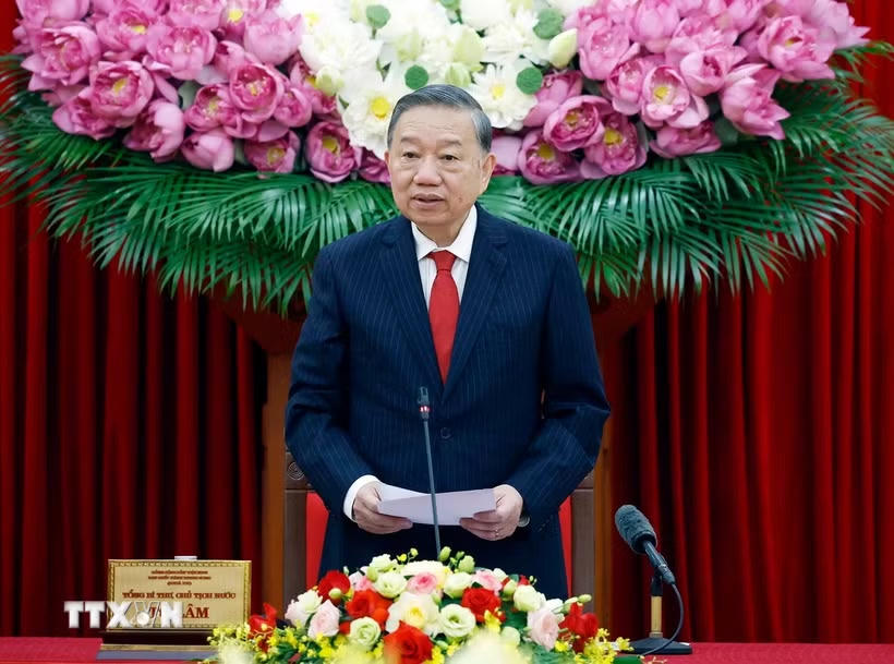 Tổng Bí thư, Chủ tịch nước Tô Lâm phát biểu chỉ đạo. (Ảnh: Thống Nhất/TTXVN)