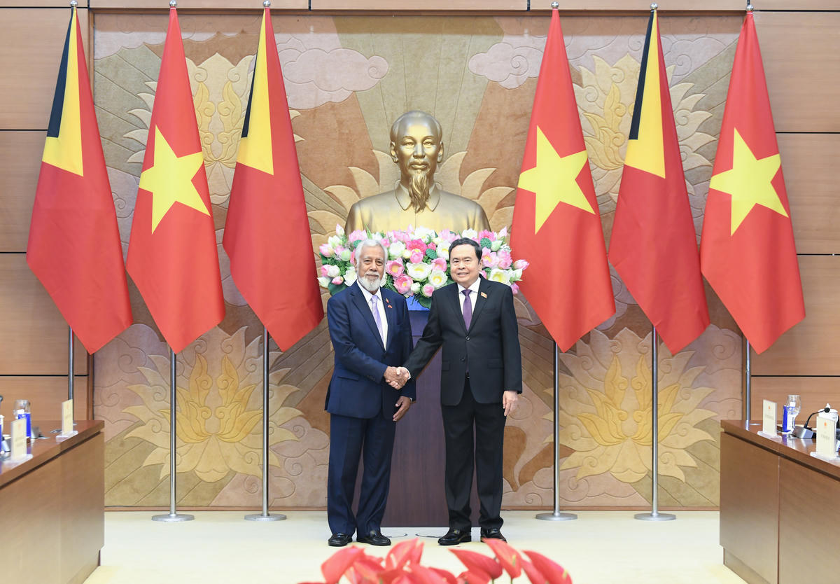 Chủ tịch Quốc hội Trần Thanh Mẫn và Thủ tướng Timor-Leste Kay Rala Xanana Gusmão. Ảnh: Lâm Hiển