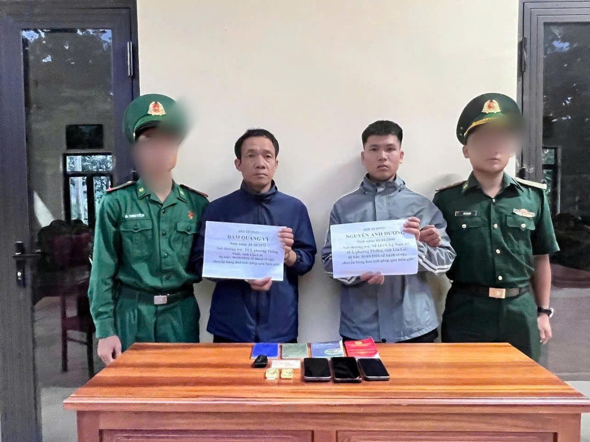 Các  đối tượng tại cơ quan điều tra. Ảnh: ĐBPCK quốc tế Bờ Y.