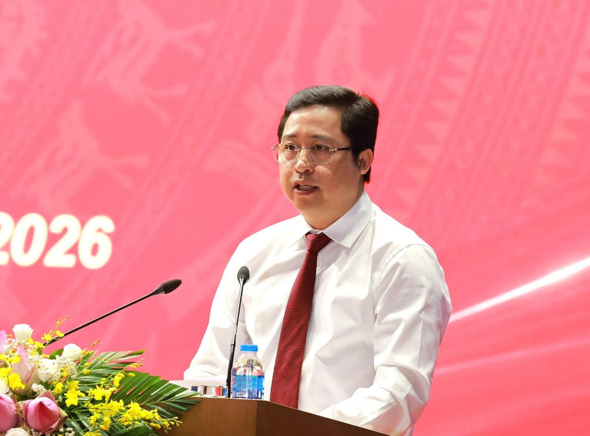 Ông&nbsp;Dương Quốc Huy, Bí thư Tỉnh ủy Lào Cai phát biểu tại hội thảo. Ảnh: Nguyễn Hải.
