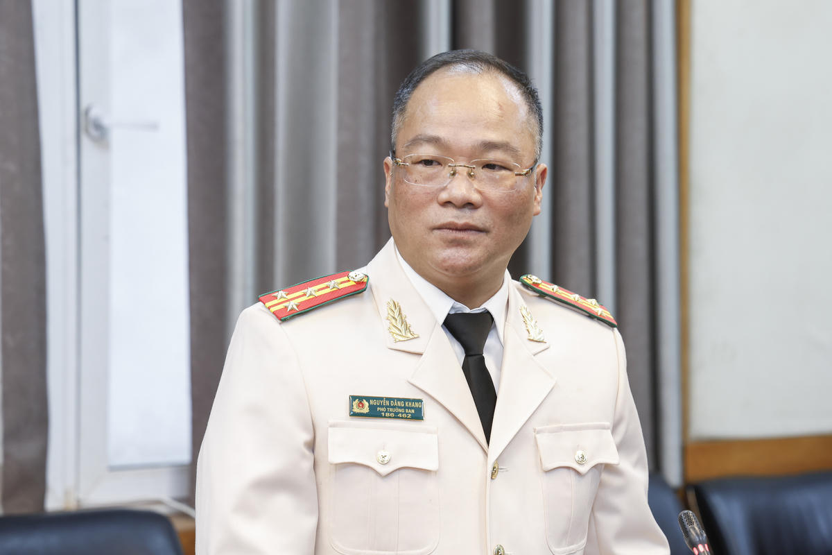 Đại tá - TS. Nguyễn Đăng Khang - Phó Tổng Biên tập Báo Đại Đoàn Kết phát biểu tại buổi Lễ. Ảnh: Quang Vinh.