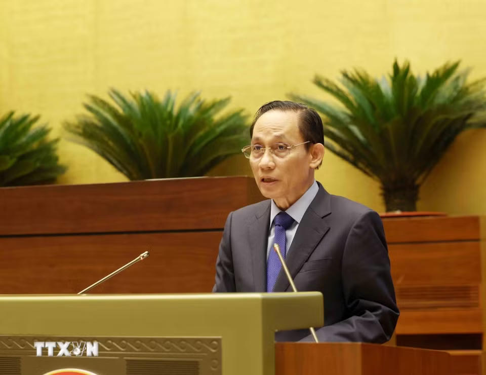 Đồng chí Lê Hoài Trung, Ủy viên Bộ Chính trị, Bộ trưởng Ngoại giao phát biểu tại Hội nghị. Ảnh: TTXVN.