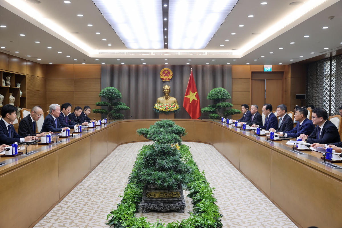 Thủ tướng Lê Minh Hưng tiếp ông Tanaka Akihiko, Chủ tịch Cơ quan Hợp tác quốc tế Nhật Bản (JICA). Ảnh: Nhật Bắc