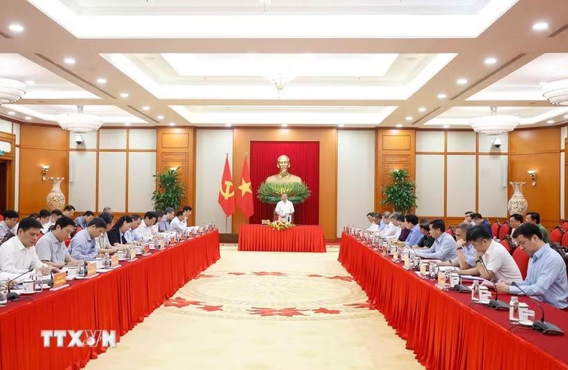 Chiều 3/6/2026, tại Trụ sở Trung ương Đảng, Tổng Bí thư, Chủ tịch nước Tô Lâm chủ trì cuộc làm việc với Ban Tổ chức Trung ương và các cơ quan liên quan về trọng tâm công tác tổ chức xây dựng Đảng theo tinh thần Nghị quyết Đại hội XIV của Đảng. (Ảnh: Thống Nhất/TTXVN).