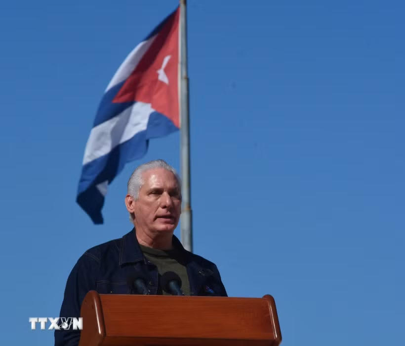 Chủ tịch Cuba Miguel Díaz-Canel. (Ảnh: Việt Hùng/TTXVN).