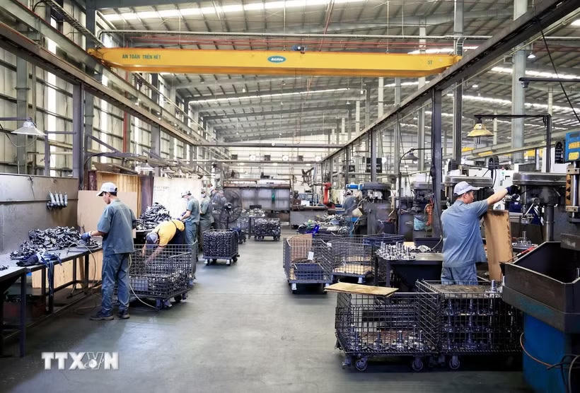 Xưởng sản xuất của Công ty Cơ khí Động lực Toàn Cầu, doanh nghiệp có vốn đầu tư FDI tại Khu công nghiệp Giang Điền, Đồng Nai. (Ảnh: Hồng Đạt/TTXVN).