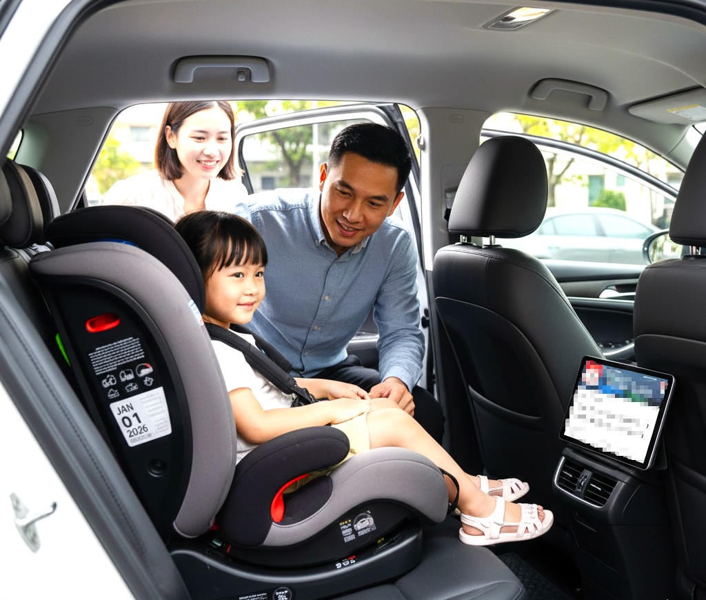 Từ 1/7, tài xế ô tô sẽ bị xử phạt nếu không sử dụng thiết bị an toàn khi chở trẻ em dưới 10 tuổi. Ảnh minh hoạ.