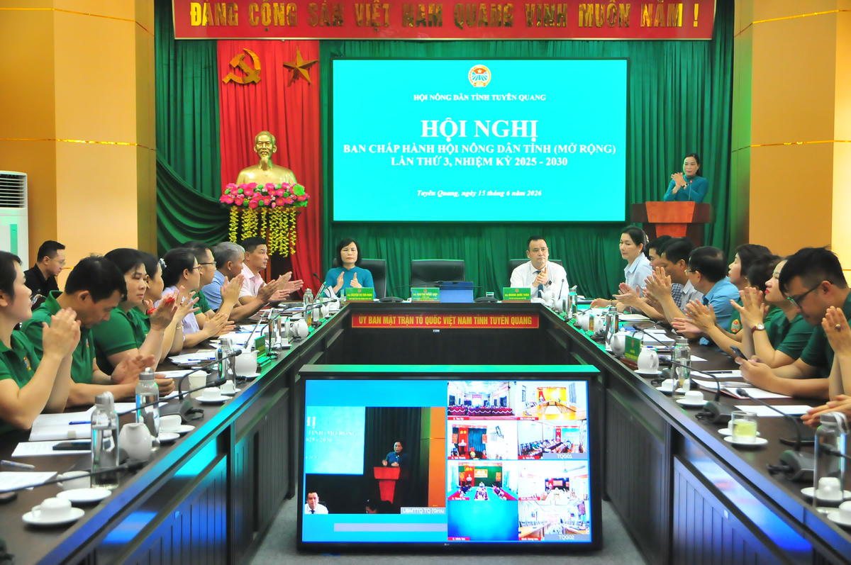 Hội nghị Ban Chấp hành Hội Nông dân tỉnh Tuyên Quang (mở rộng) lần thứ 3, nhiệm kỳ 2026-2031. Ảnh: Xuân Trường.
