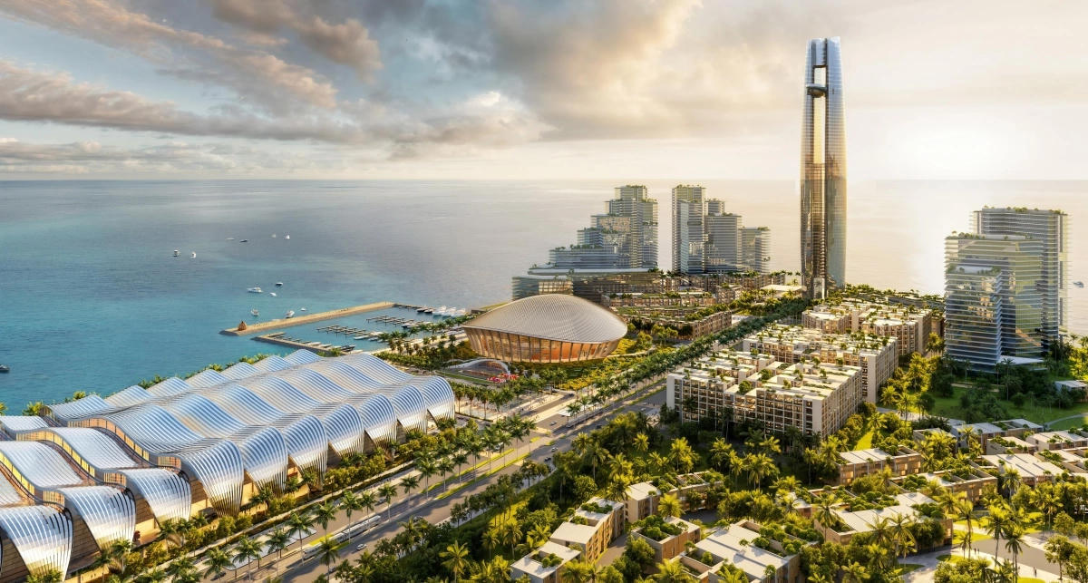 Trọng tâm trong khâu tổ chức APEC 2027 là tổ hợp Trung tâm Tổ chức Hội nghị, với tổng mức đầu tư 21.860 tỷ đồng. Dự án có quy mô 16,06ha gồm công viên APEC, nhà hát đa năng và trung tâm hội nghị triển lãm. Ảnh: S.G